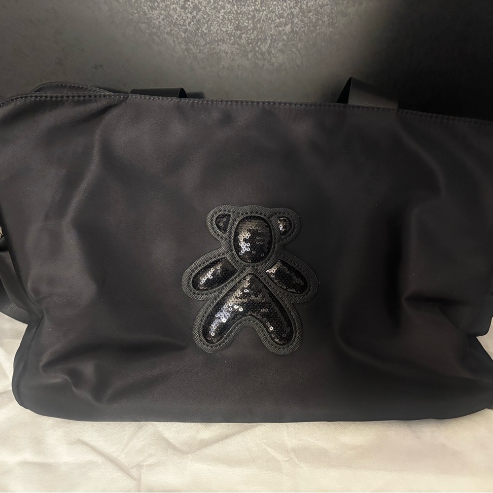Black Tote Bag with Bear Design